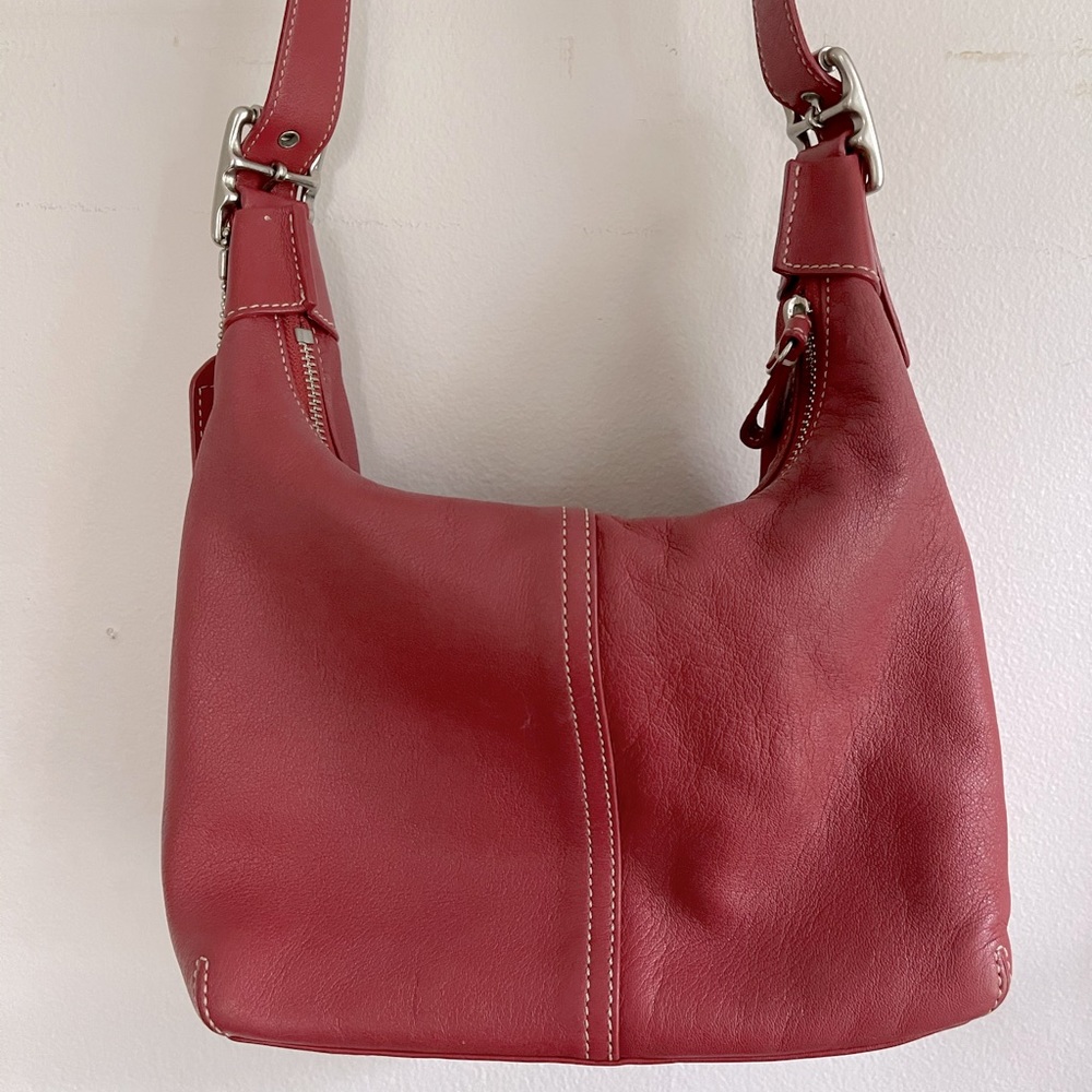 Red Leather Coach Legacy Hobo Bag, Vintage